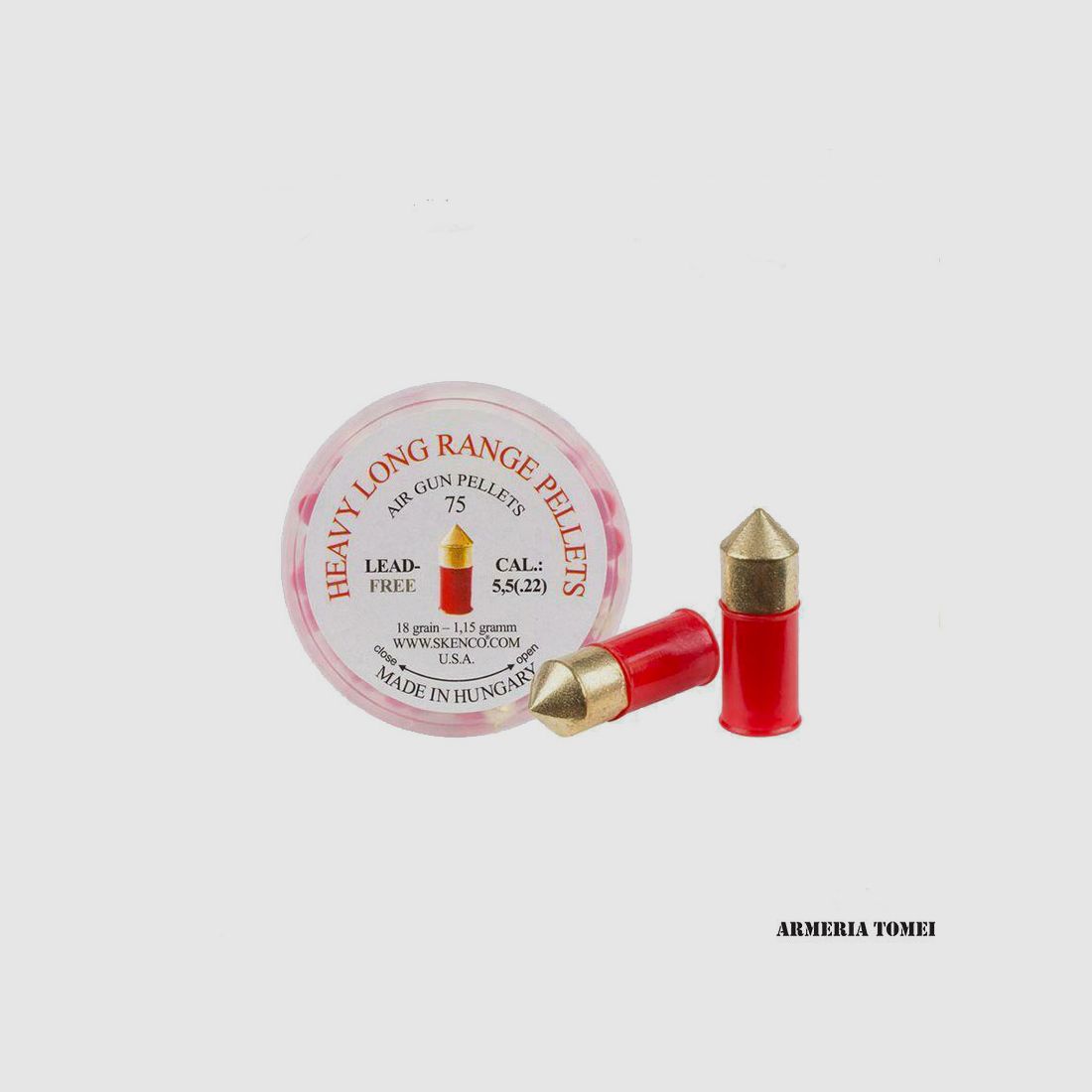 SKENCO – HEAVY LONG RANGE – 5,5MM 18GRANI/1,15GRAMMI RED SKENCO VERPACKUNG 75 ST.