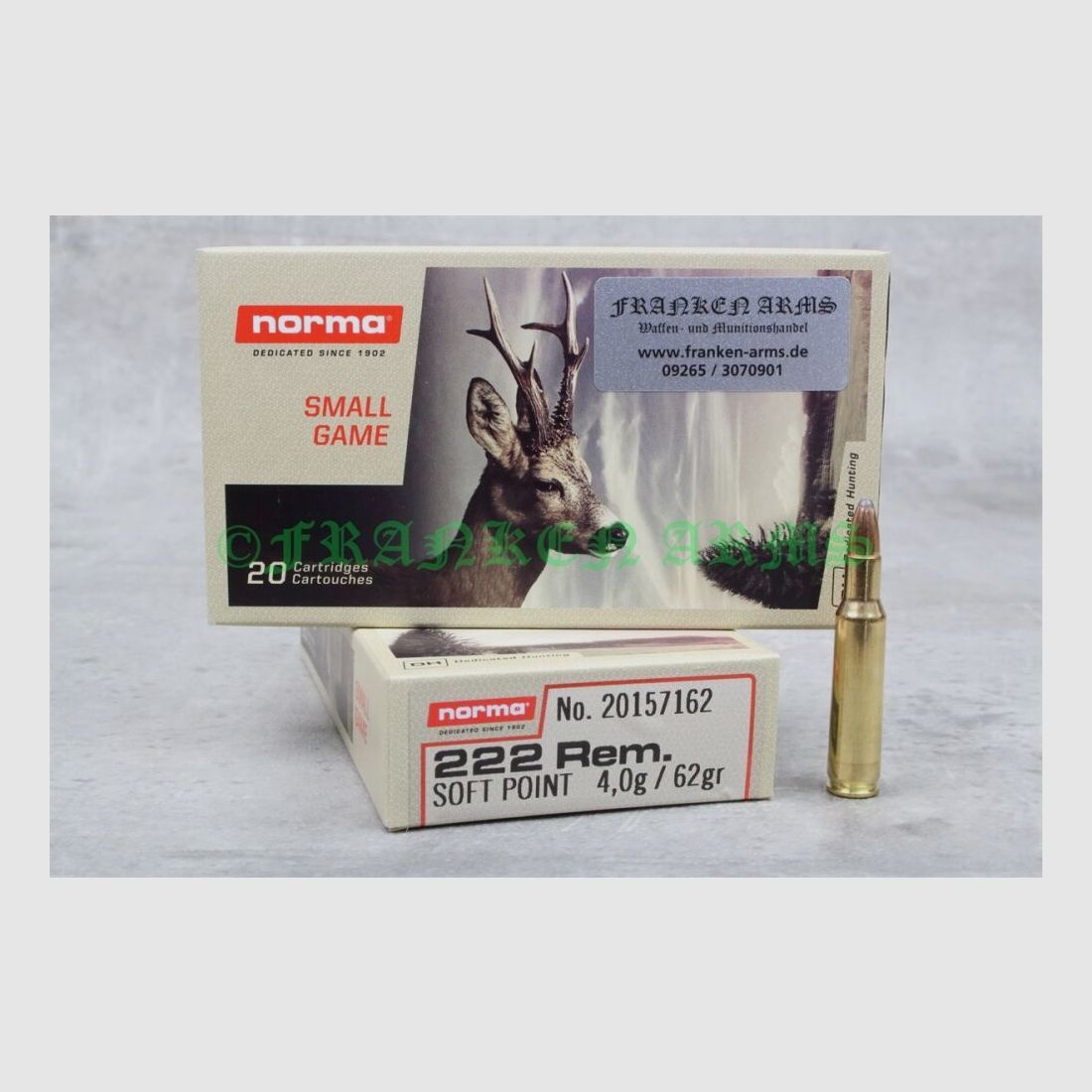 Norma soft point .222 Rem. 62gr. 4,0g 20 stuks