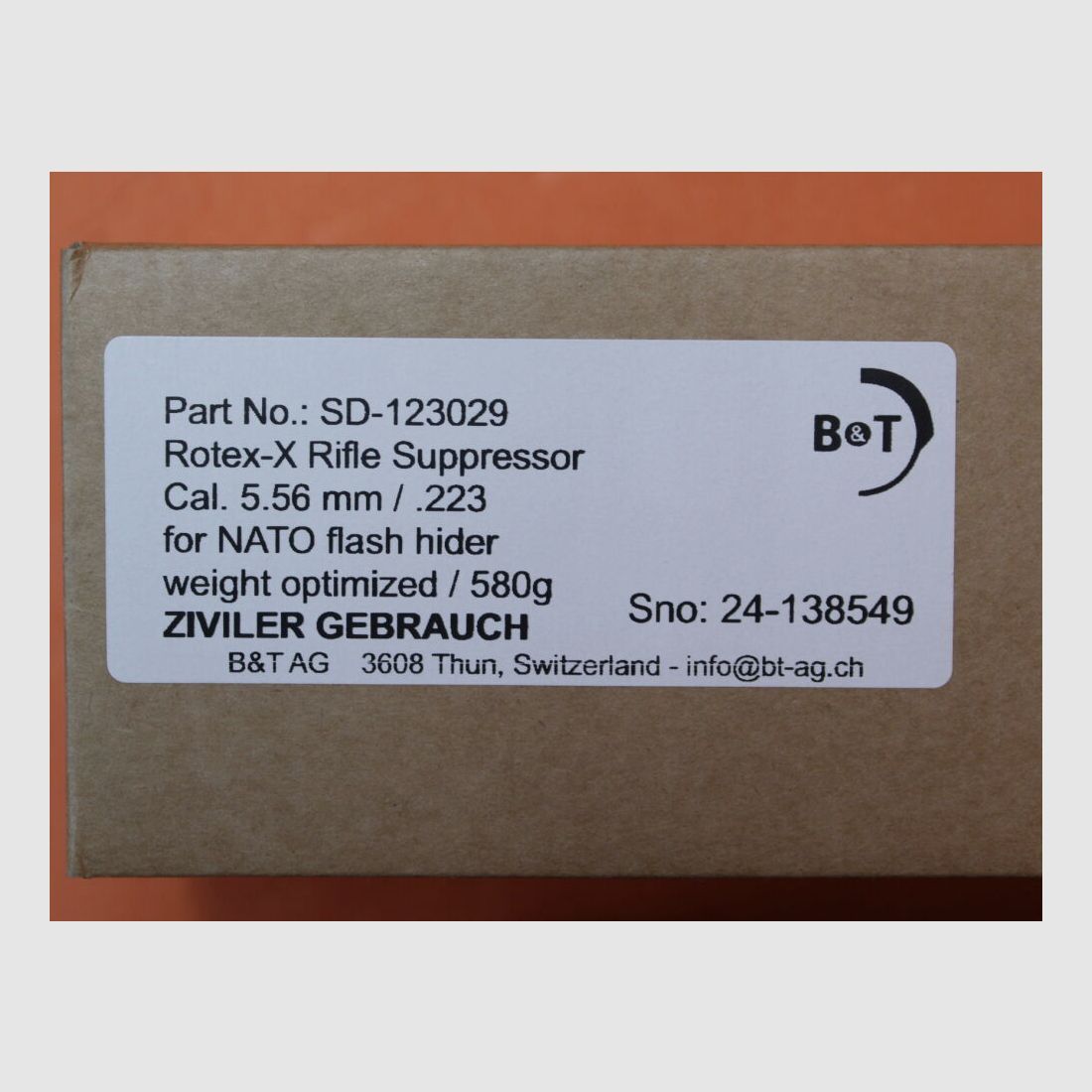 B&T Schalldämpfer .223Rem B&T Rotex-X (SD-123029) Edelstahl grau m. QD-Verschluss NATO