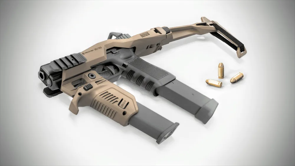 Châssis RECOVER pour toutes les pistolets Glock avec chargeur double en Tan, image 2 sur 3