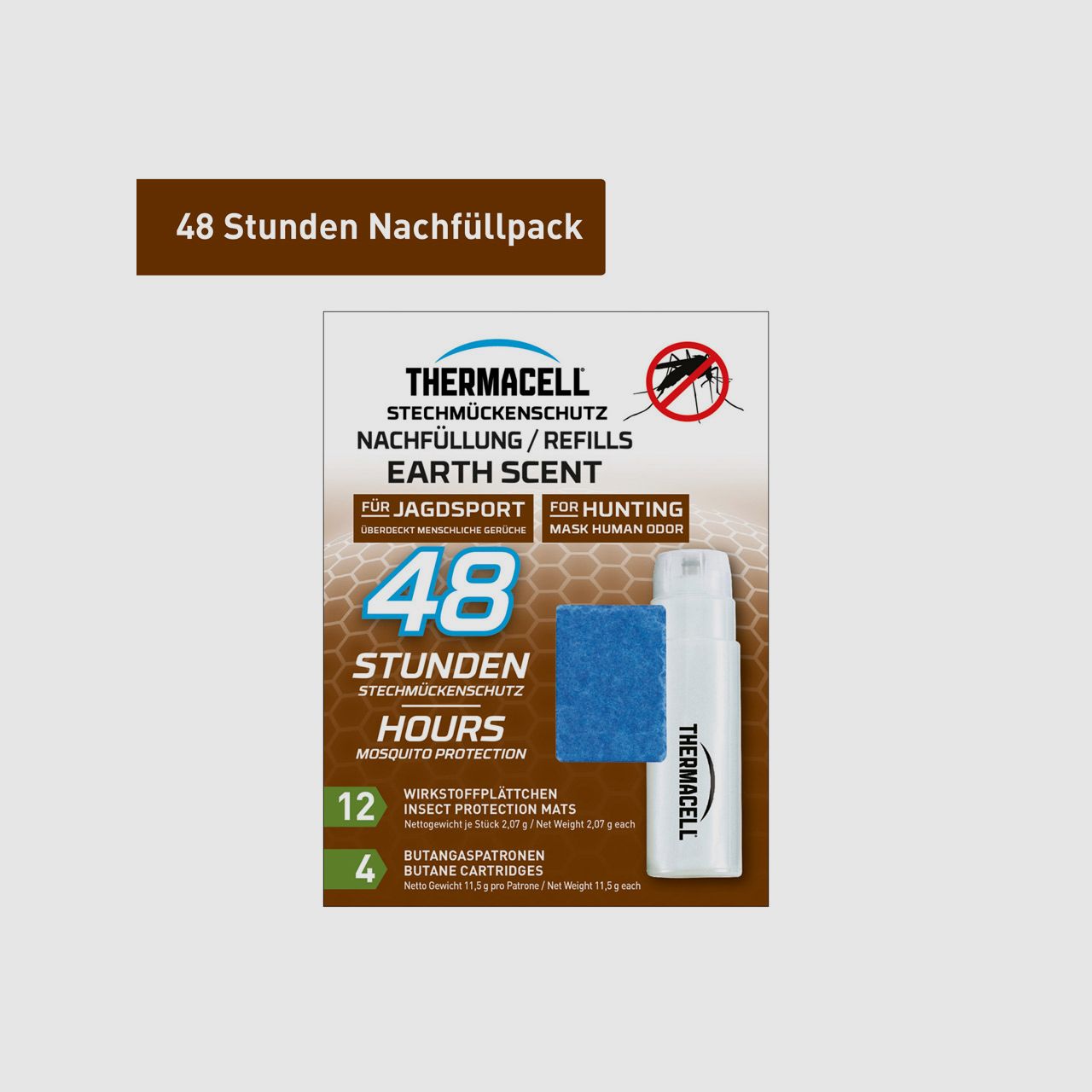 MĂĽckenabwehr 48 Stunden NachfĂĽllpack Jagd Thermacell E-4 Earth Scent wirksamer MĂĽckenschutz 20 qm Schutzzone