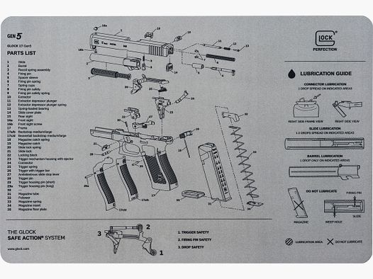 Glock Sottopiano e Tappetino di Pulizia Gen5 - Grigio - 425×277 mm