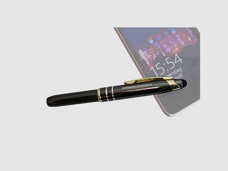 SWS Kugelschreiber mit LED Lampe Stylus fĂĽr Touchscreen- Smartphonebedienung und Sportwaffen-Schneider Schriftzug
