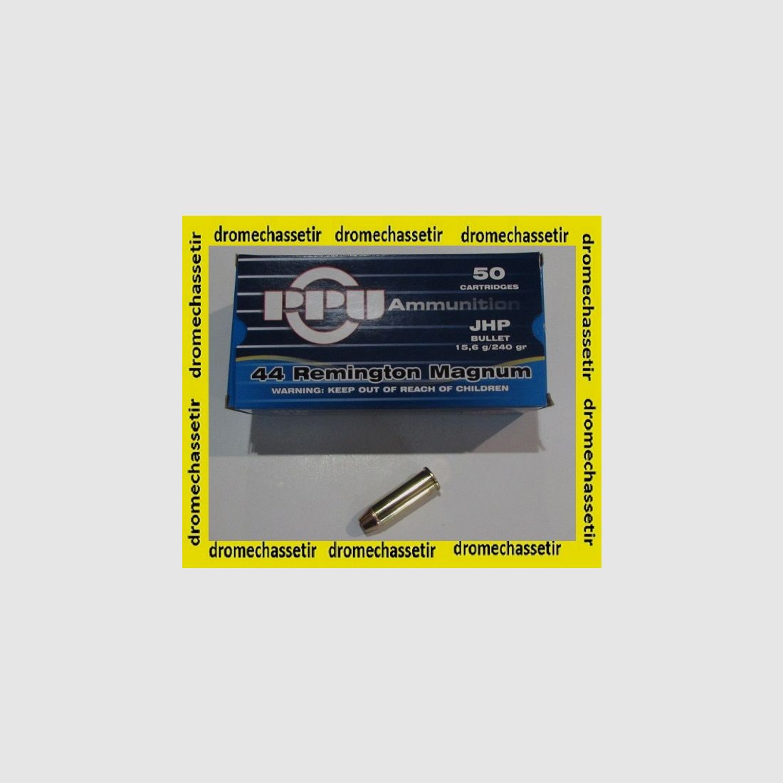 1 Schachtel mit 50 Patronen Partizan im Kaliber .44 Rem Mag, 240 Grain, JHP, Bild 1 von 2