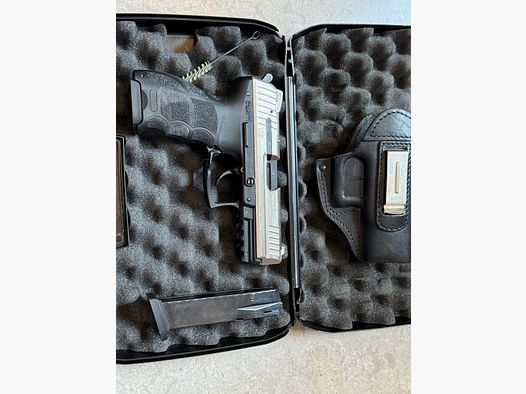 Seltene HK P30 Schreckschusspistole 9 mm P.A.K. in Silber – spätere optimierte Version