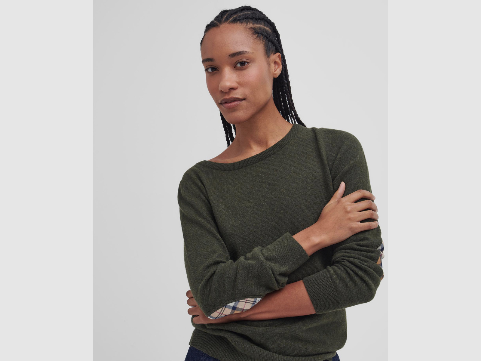 BARBOUR Sweter Okrągły Pendle Olive