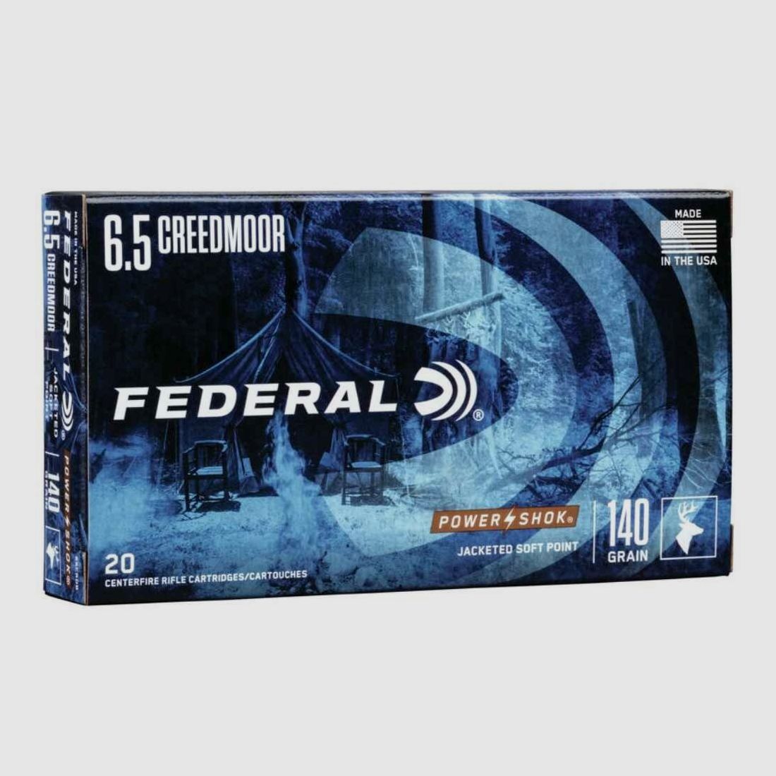 6.5 Creedmoor Power Shok Tlm 9.1g/140grs. Federal Ammunition