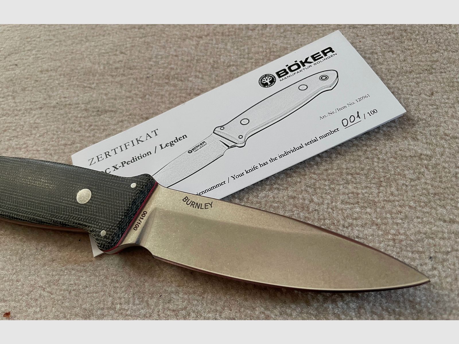 Böker Cub CDC Xpedition N690 - Limited Edition Nummer 001 v. 100 - Lucas Burnley