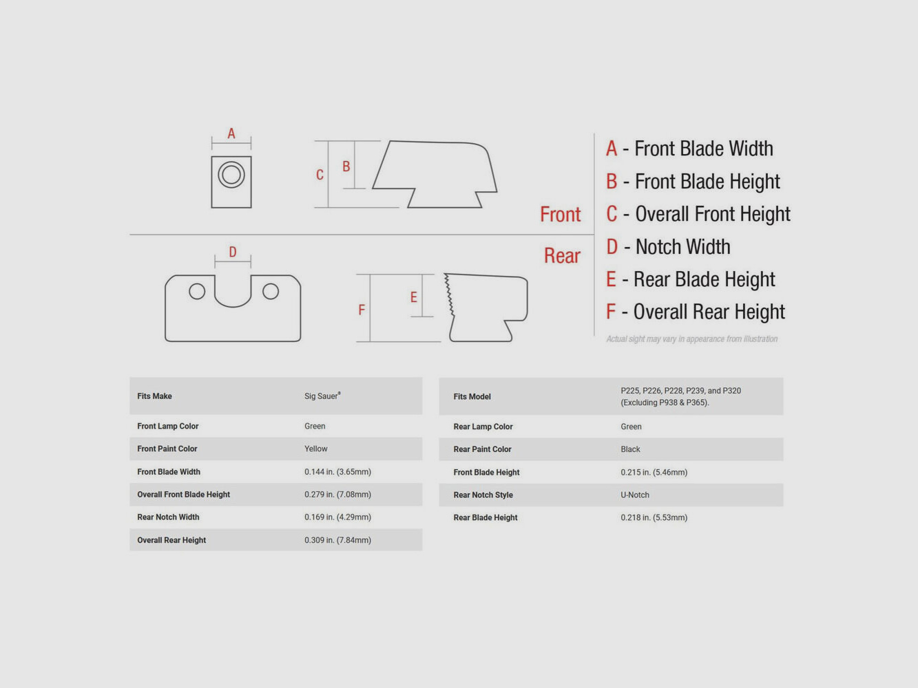 Trijicon N-Visier HD gelb SIG P225-P320 9mmLuger/.357SIG