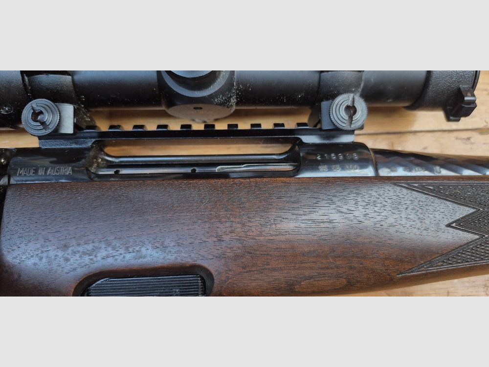 Very beautiful Steyr Mannlicher Model M bolt-action rifle – A classic high-end hunting rifle – Steyr Arms Austria from 1990 – Cal. 7×64 – High-quality wood in excellent condition + – Bluing at 99.8% – Perfect mechanics – Ultra fine trigger – Dream twisted barrel – Good Konus M-30 1-4×24 riflescope – A winning combo in excellent condition – Excellent condition +/excellent condition ++, image 9 of 46