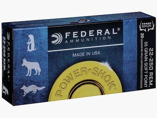 Federal Power-Shok .22-250 Rem. 55GR JSP 20 cartouches