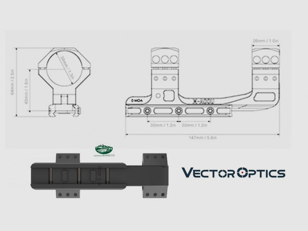 VECTOR OPTICS Montage CANTILEVER 34mm 0 moa XASR-3014, Bild 2 von 2