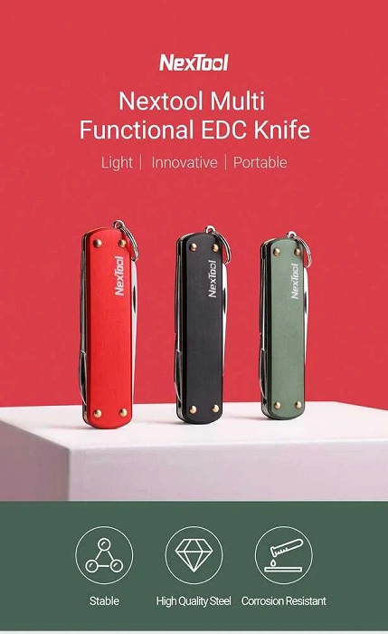 NexTool Mini Pocket Knife NE0142 4-in-1 coltello tascabile multifunzione rosso, immagine 25 di 32