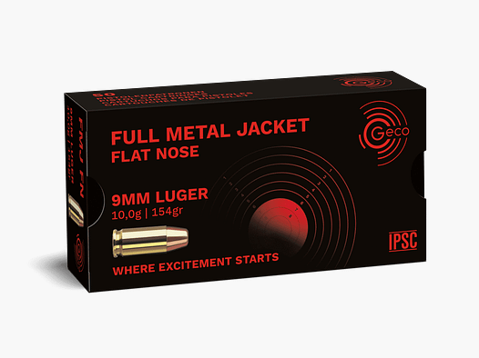 Geco 9mm Luger Vollmantel flach 154 gr.