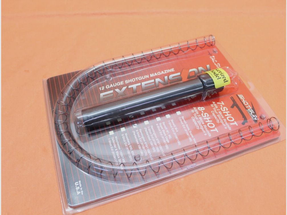 TacStar Remington 870: Magazine extension +3 rounds TacStar steel phosphated 12GA (1081186) BL=205mm Incl. magazine tube spring. Suitable for Remington 870/ 1100/ 11-87.