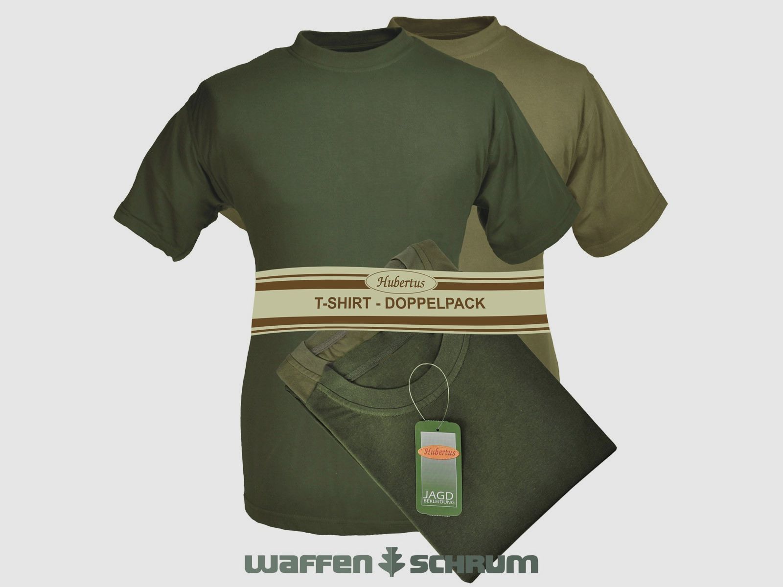 Hubertus T-Shirt Doppelpack Oliv / Schilf