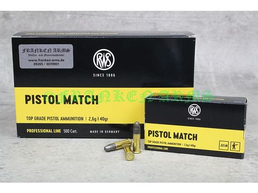 RWS	 Pistol Match .22 l.r. 40gr. 2,6g 50 Stück Staffelpreise