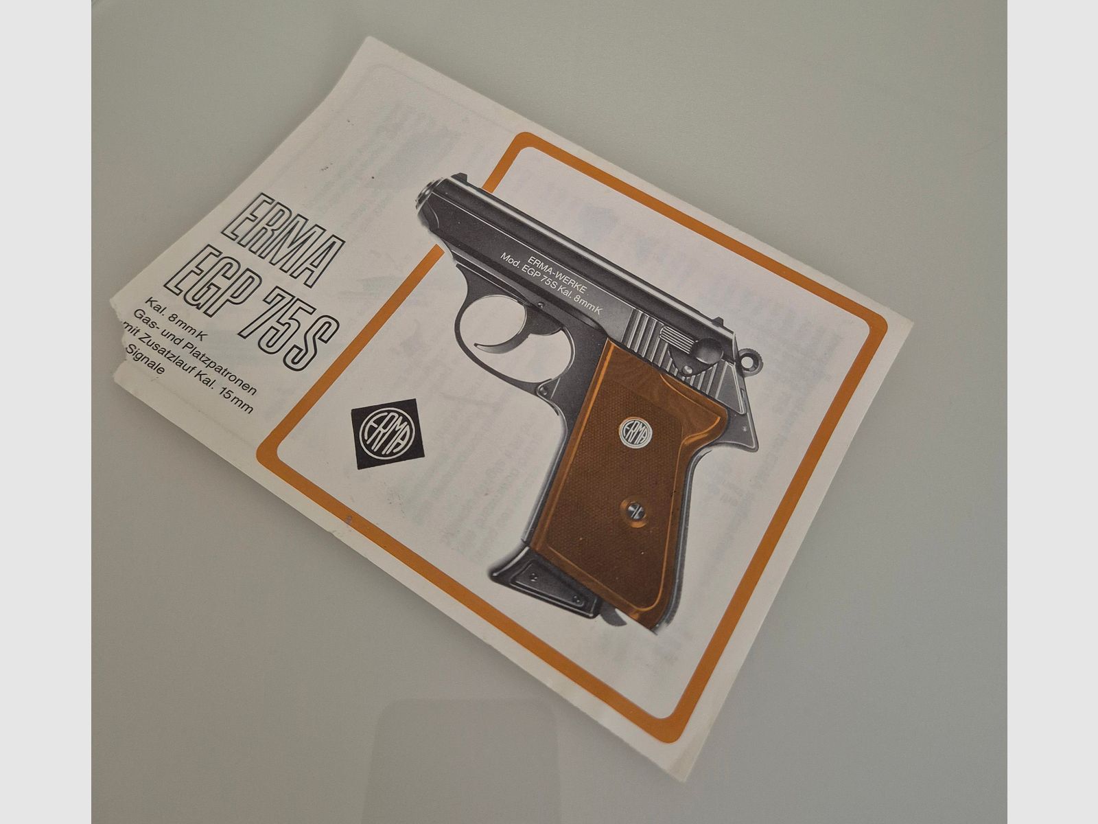 ¡Instrucciones originales para ERMA EGP 75s, pieza de colección extremadamente rara!