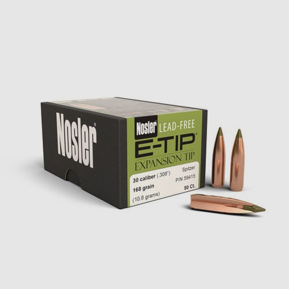 Proiettile Nosler E-Tip .30/.308 168GR Spitzer 50 pezzi