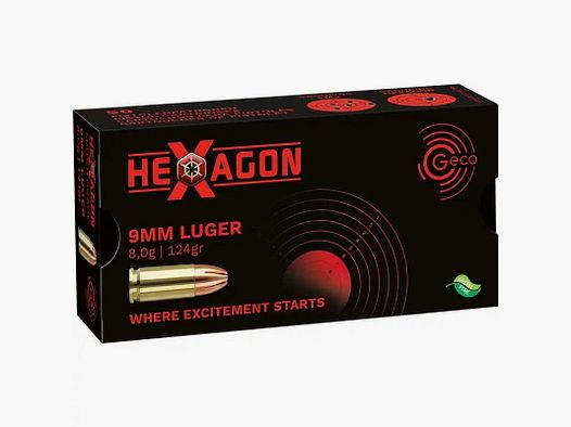 Geco 9 mm Luger Hexagon 124 gr. - 50 Stk.