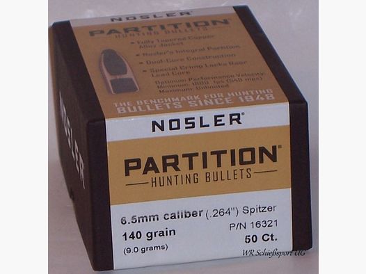 50St. NOSLER Geschosse 6,5mm(.264Dia.) - 140 - PARTITION - -#16321