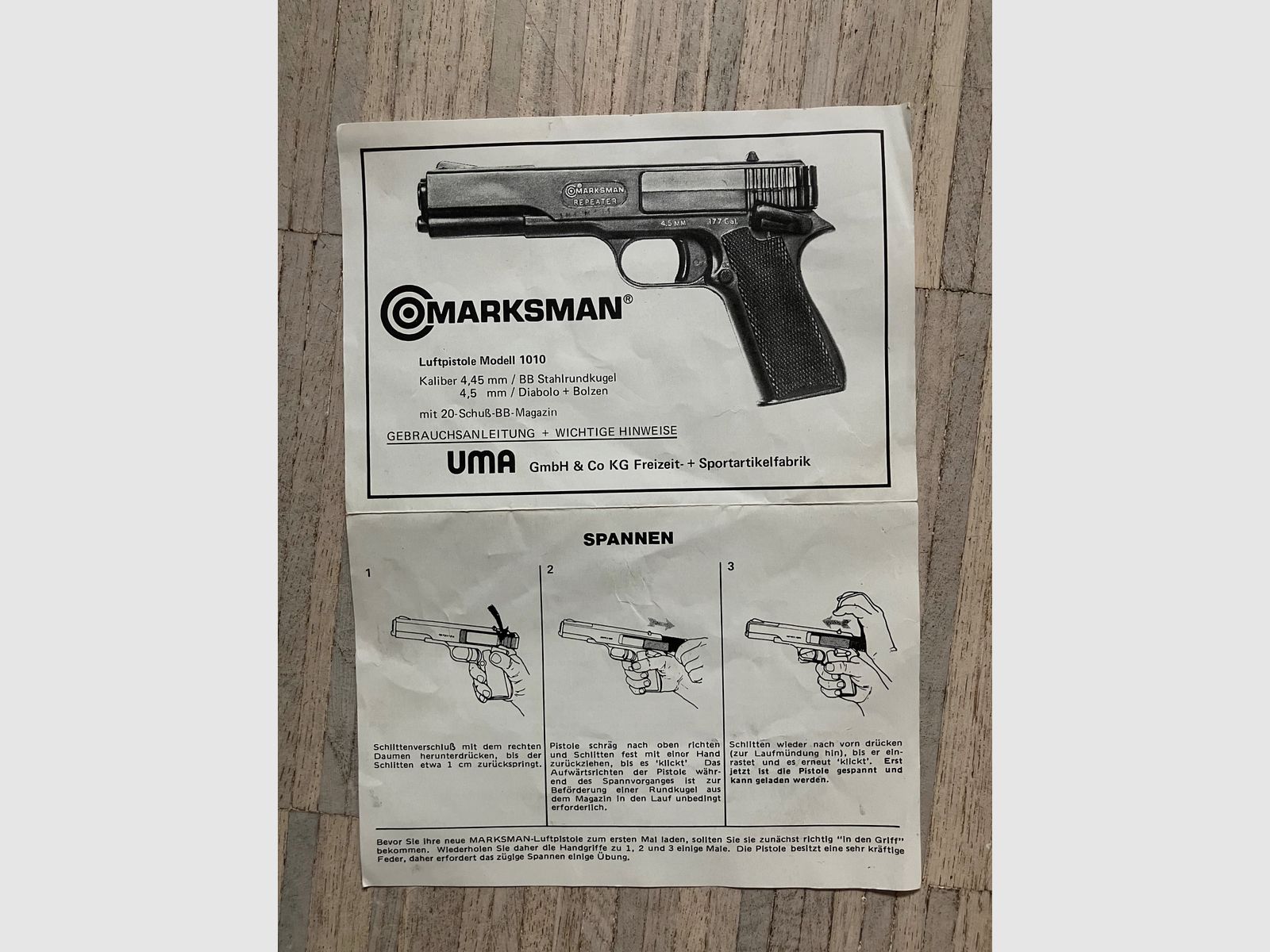 Marksman 1010 Repeater pistolet à air comprimé – calibre 4,5 mm / .177 – dans la boîte d'origine, image 3 sur 6