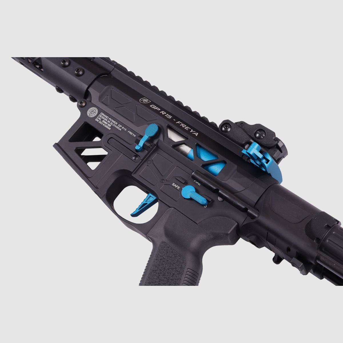 GP R15 FREYA ALPHA Full Skeleton PDW 13" gen.2 M-LOK Czarny/Niebieski S-AEG Wolny od 18 lat -F- | Delta Armory