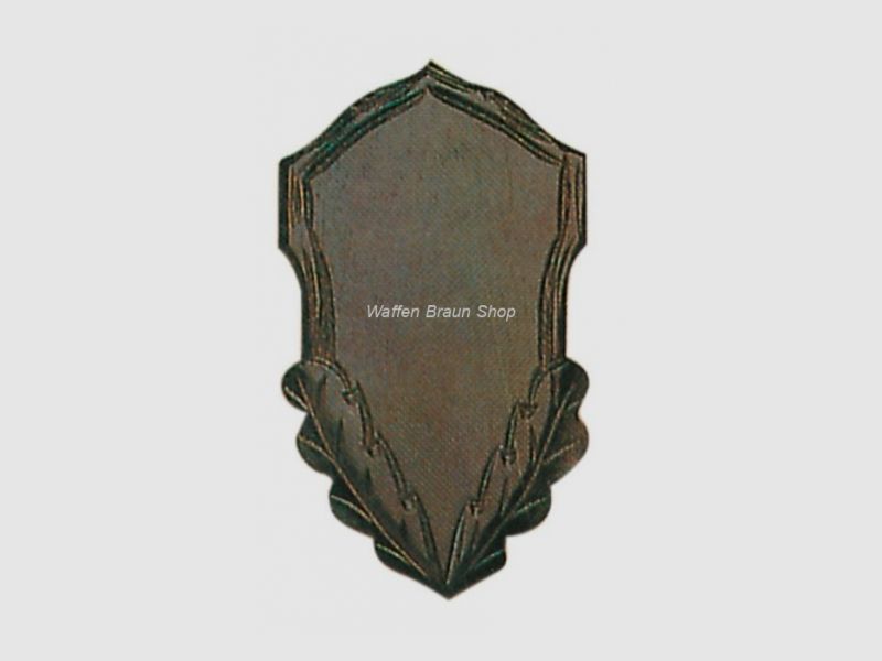 Gehörnbrett für Rehwild, 20X12 cm, geschnitzt, ohne Ausfräsung, dunkel