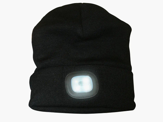 Strickmütze (Schwarz) mit 4 LED´s