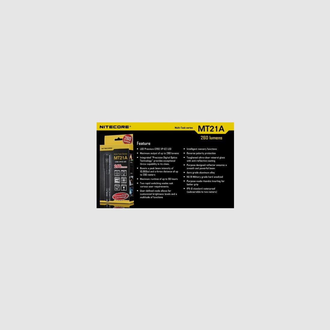 Latarka Nitecore MT21A 260 Lumenów, zdjęcie 22 z 22