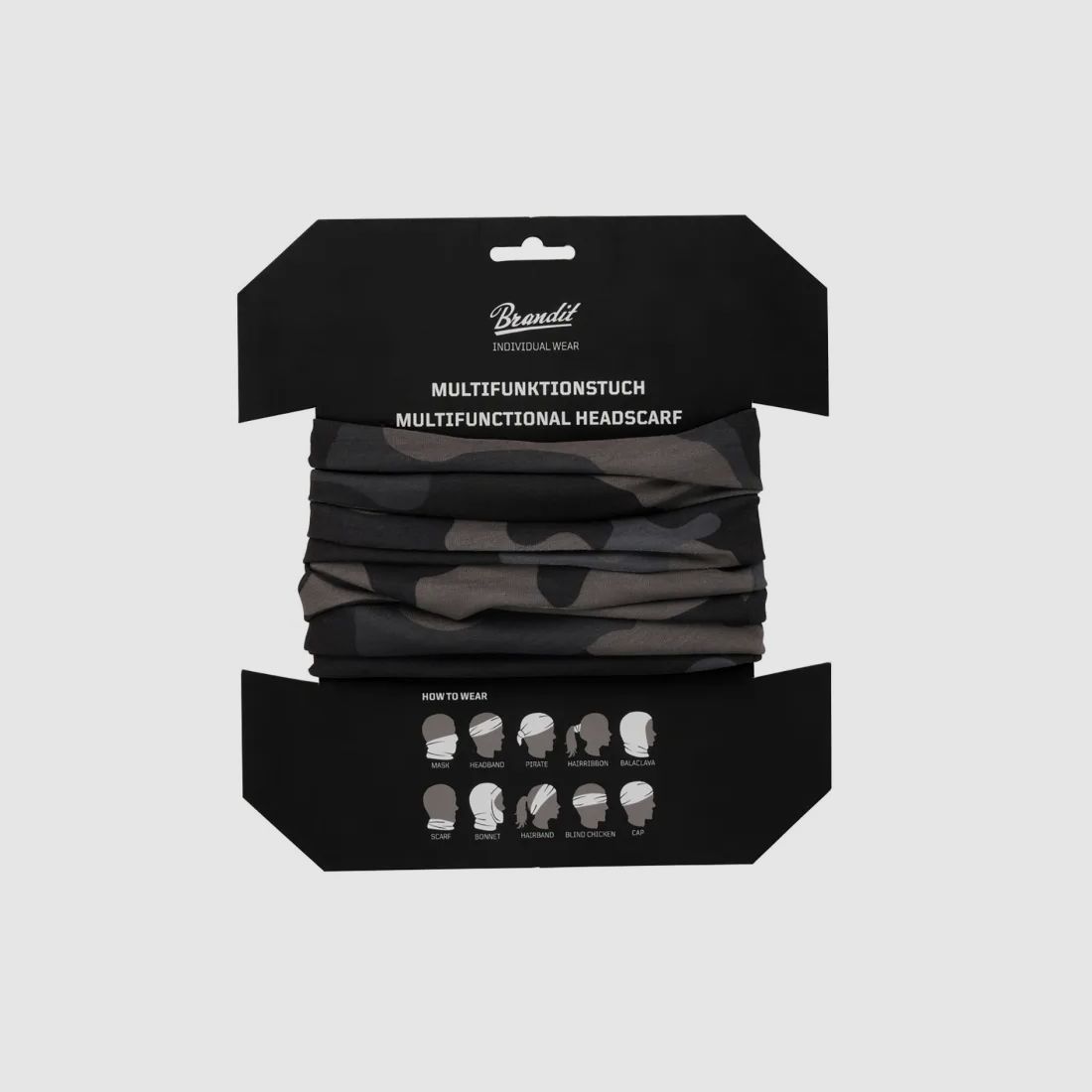 Multifunctional cloth (tube scarf) for head, face, neck - One size - Dark camouflage