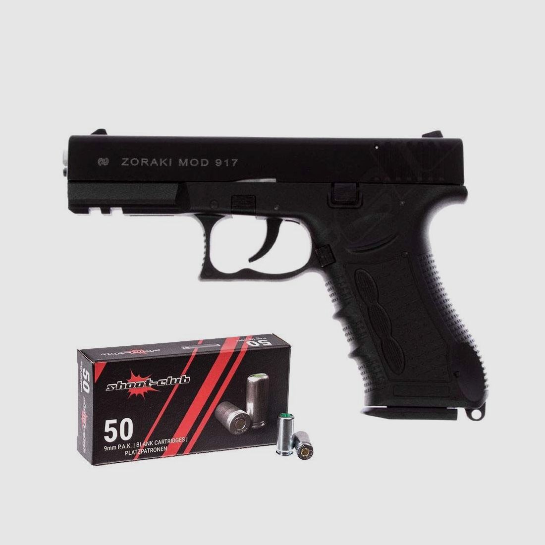 Divers Zoraki 917 noir/chrome 9 mm P.A.K. + 50 cartouches à blanc