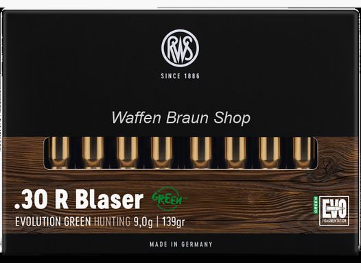 RWS .30 R Blaser Evolution Green Hunting 9,0g/139 grs 20 Stück