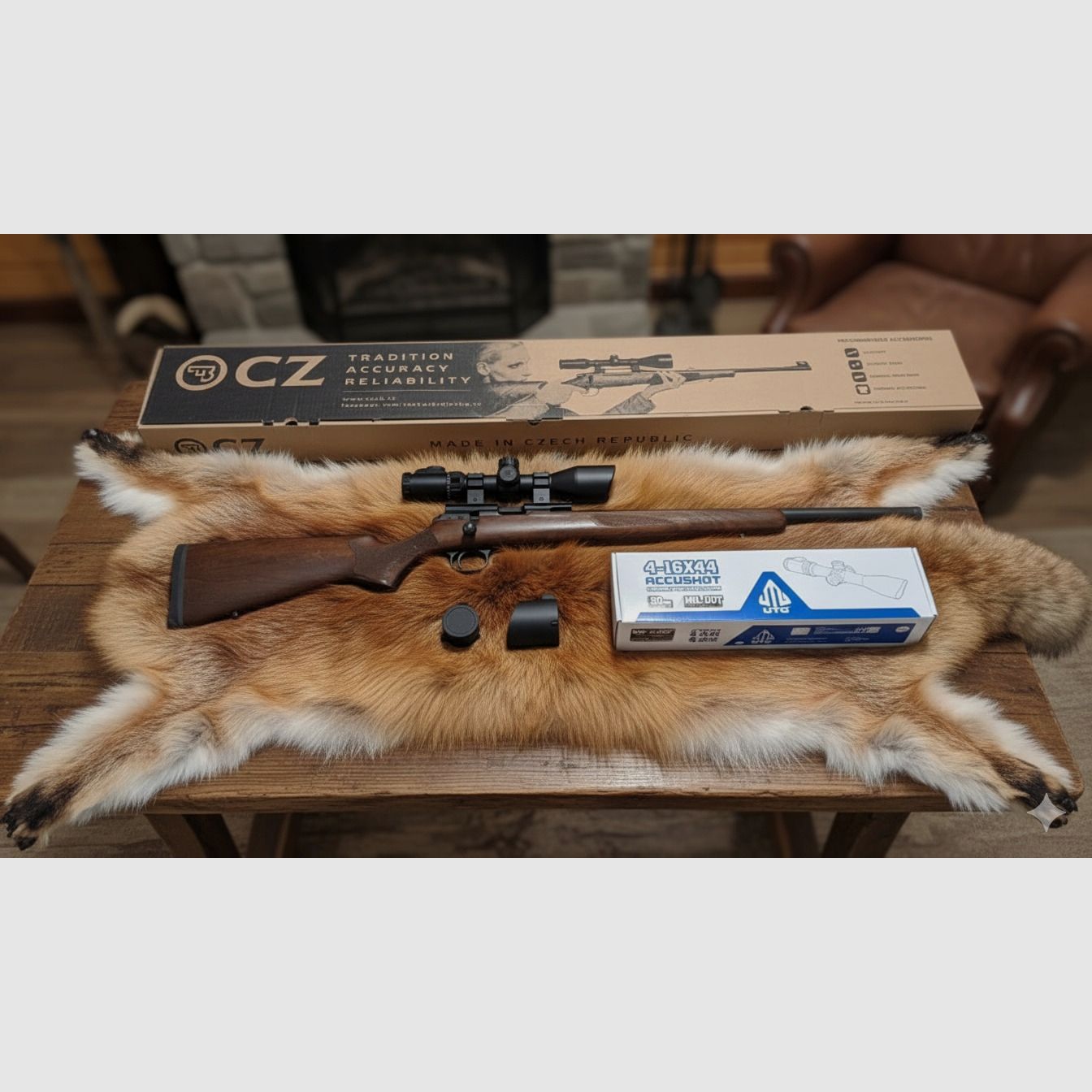CZ 457 Varmint in .22 WMR, mit UTC 4-16x44 Accushot, CZ Picatinnyschiene