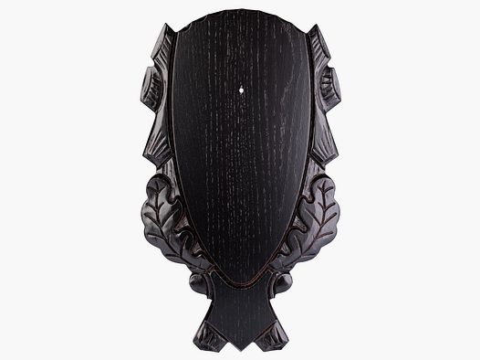 Carved dark oak deer shield