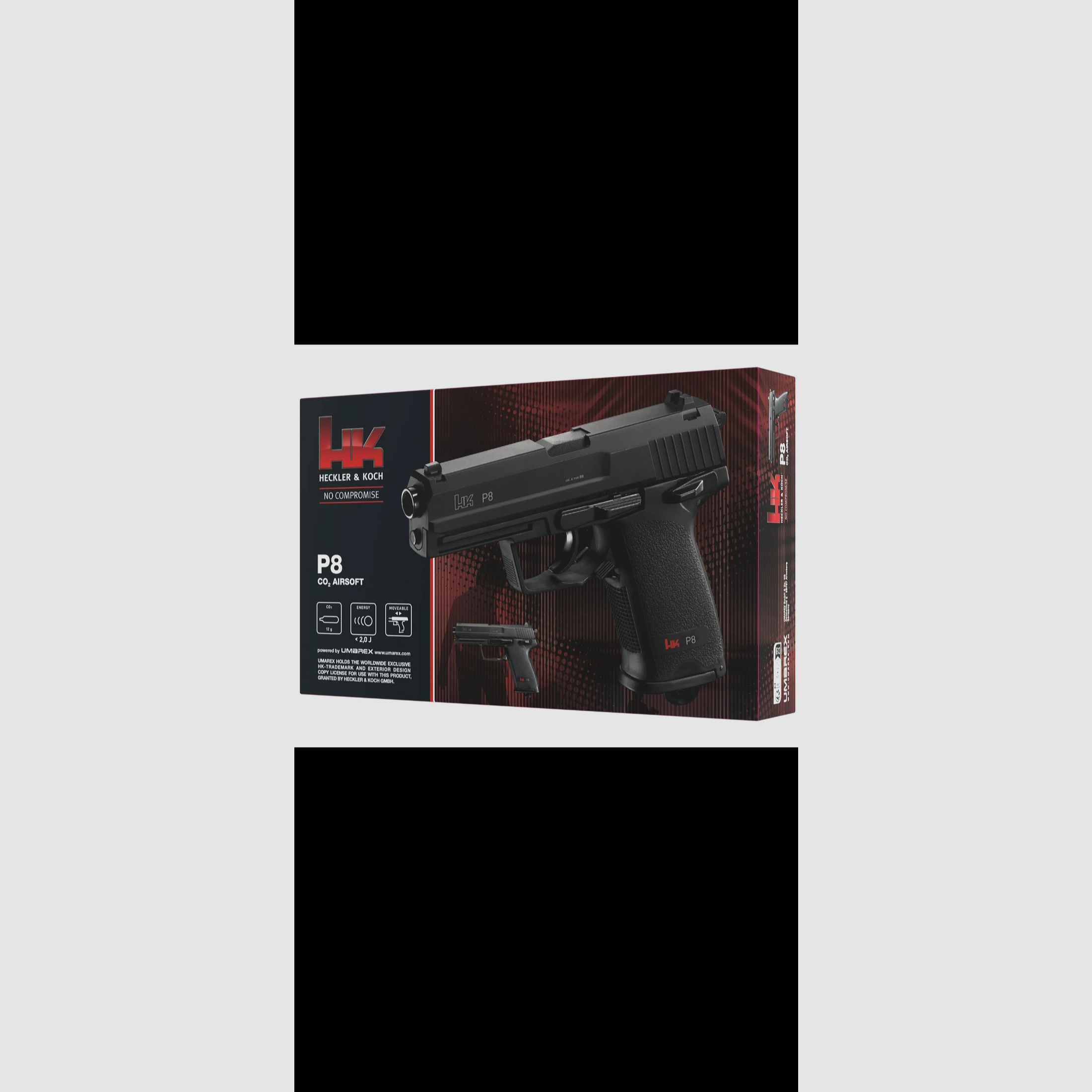 H&K P8 Softair Co2-Pistole, Kaliber 6mm BB NBB (P18)