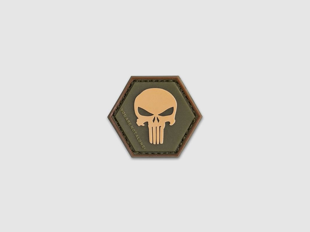 OPENLAND TACTICAL NERG – PATCH EN GOMME HEXAGON SKULL PUNISHER | OD GREEN, image 1 sur 2