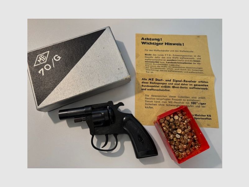 ME Cuno Melcher Schreckschuss- Gasrevolver ME 70/G, 6mm Flobert mit integriertem Abschussbecher