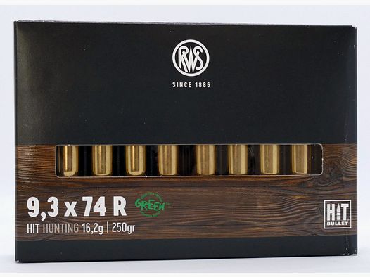 RWS 9,3X74 R HIT 16,2g/250gr. Cartucce per fucile senza piombo