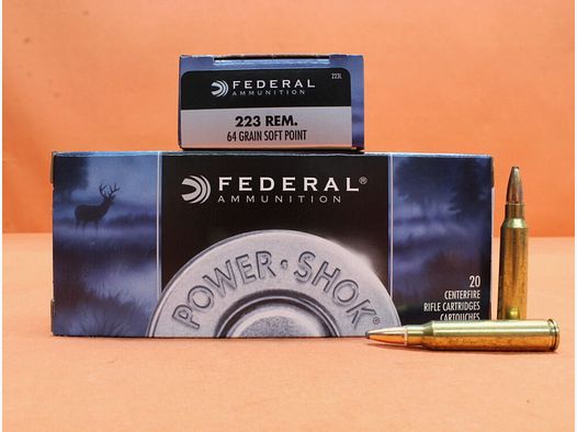 Federal cartridges .223Rem Federal 64grs SP (223L) VE 20 cartridges "Power Shok"/ 4.15g partial jacket