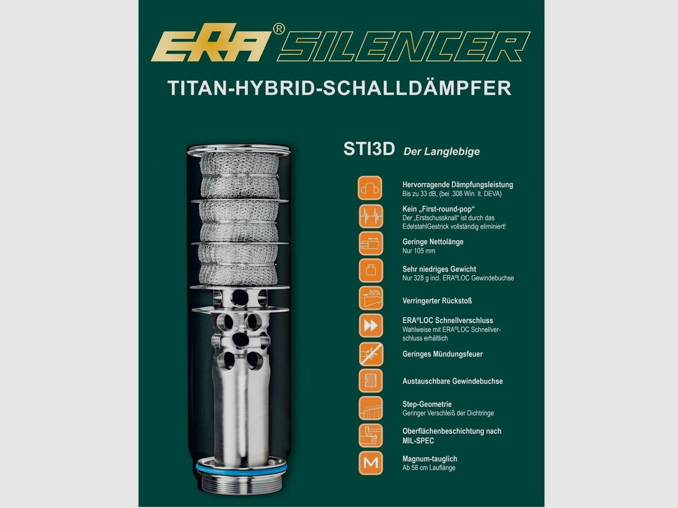 ERA SILENCER Schalldämpfer STI3D 7,62 - 9,5 mm .30