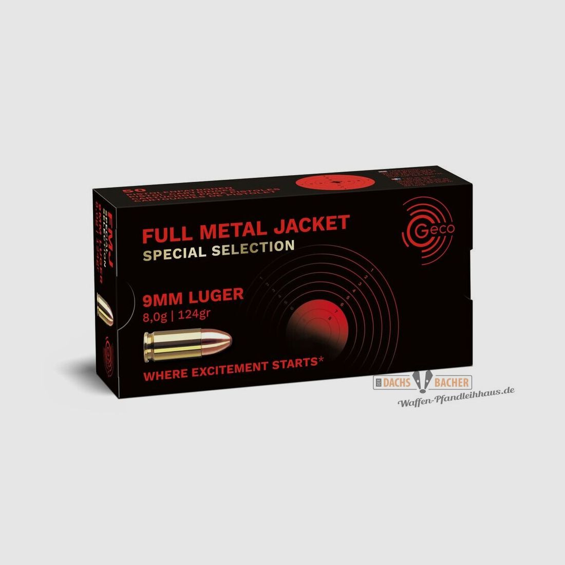 GECO 9 mm Luger FMJ Special Selection Full Metal Jacket 8,0g/124gr 50 Schuß