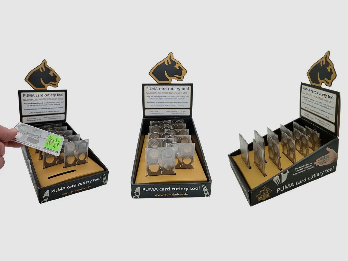 Thekendisplay / Aufsteller PUMA card cutlery tool / 30 Stk.