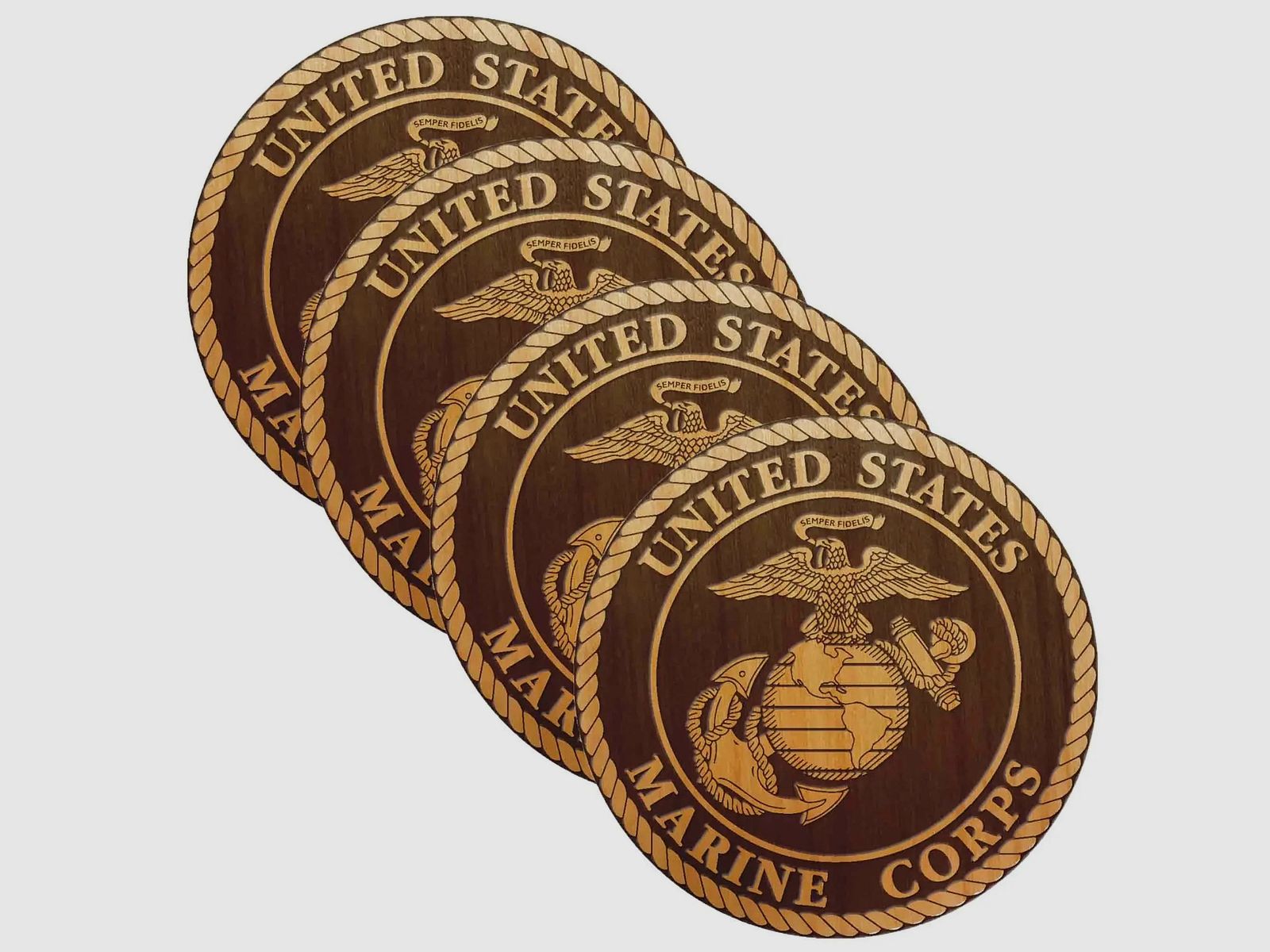 7.62 Design 7.62 Design Holzuntersetzer USMC Wood Coaster 4er Set