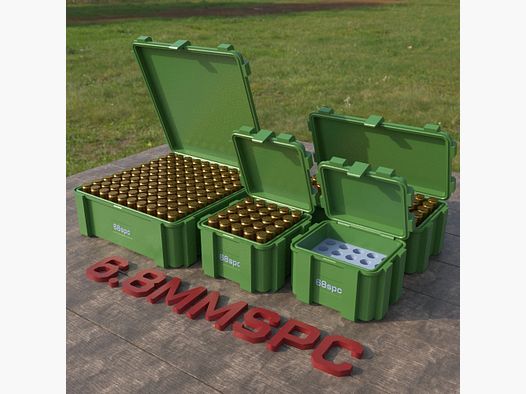 Caja de municiones Filamelt / Caja de municiones 6.8 mm Remington SPC - caja de cartuchos 'tapa abatible' - 20 / 25 / 50 / 100 rondas