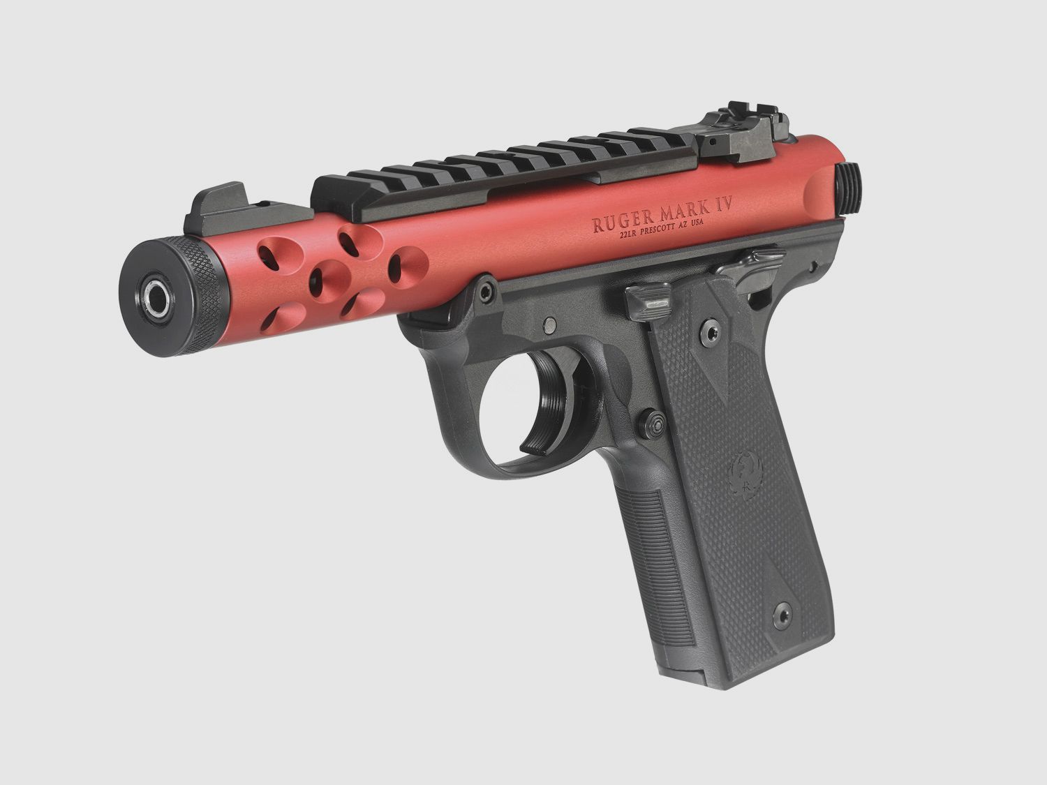 Ruger Mark IV 22/45 Lite .22 LR, 4.40" 1/2"x28, Picatinny, adjustable rear sight, Red Anodized