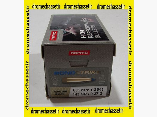 Box 100 Geschosse Norma Bondstrike Kunststoffspitze Kal. 6,5mm 143 grains