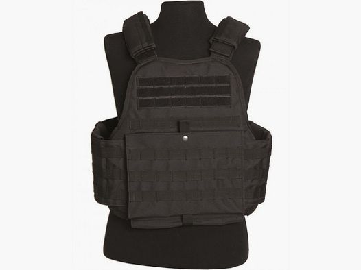 Black tactical plate carrier with molle system
