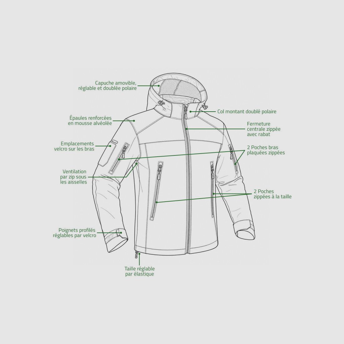 Softshelljacke Fighter A10® Herren - Schwarz, wasserdicht, Bild 2 von 7