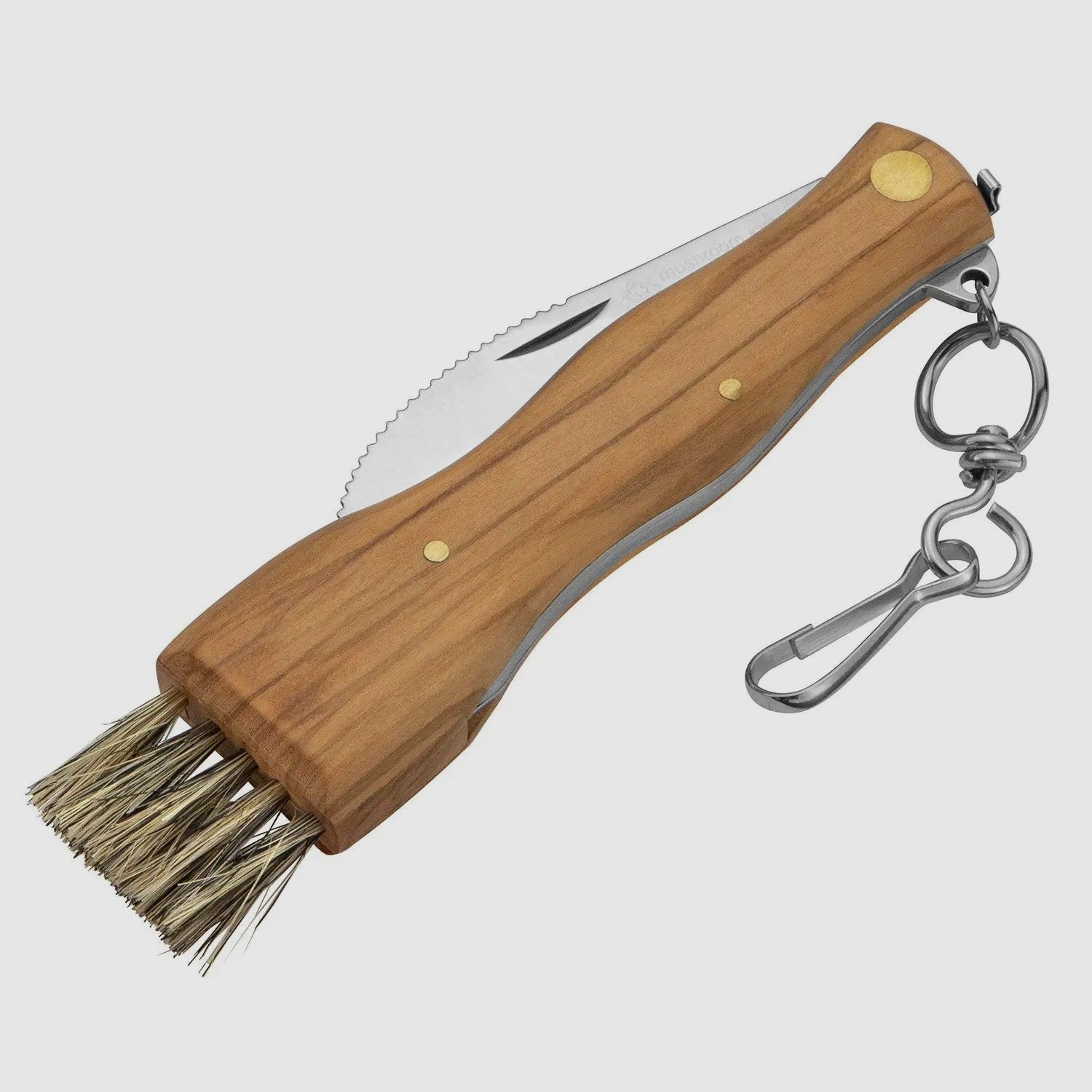 PUMA IP mushroom knife with brush, tweezers and carabiner, olive wood
